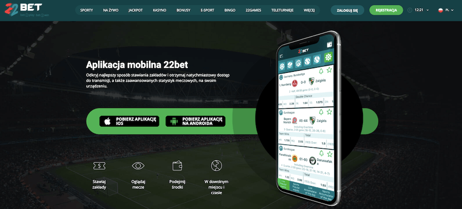 22Bet aplikacja mobilna kasyna