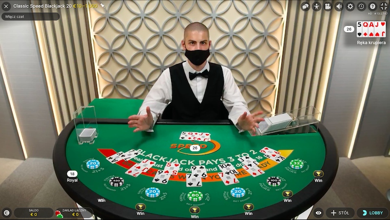 Blackjack z krupierem na żywo w kasynie online