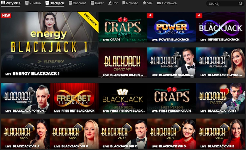 Wybór wariantów blackjacka w kasynie online